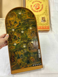 Детская настольная игра "Детский настольный бильярд Колобок" Артель Культпром 1957г. Дерево, металл.. Картинка 2